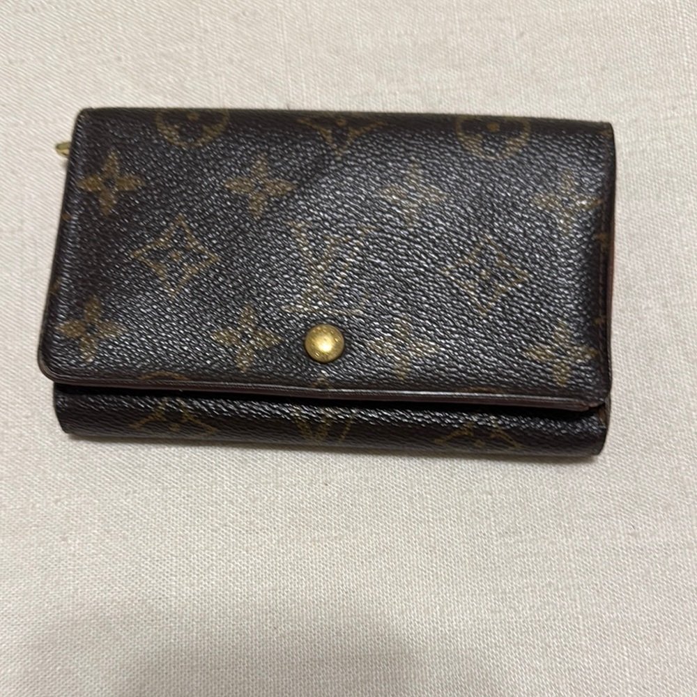 Louis Vuitton Brown Monogram Wallet with Gold Button